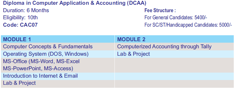 Diploma in Computer Application Accounting